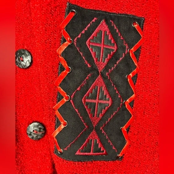 VTG Nancy Bolen City Girl Cardigan Jacket Wool Blend Size Small Aztec Western - Picture 8 of 8